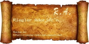 Riegler Adorján névjegykártya